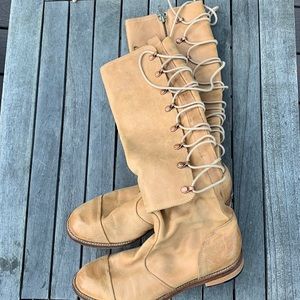 Soft leather lace-up style boots, size 6
